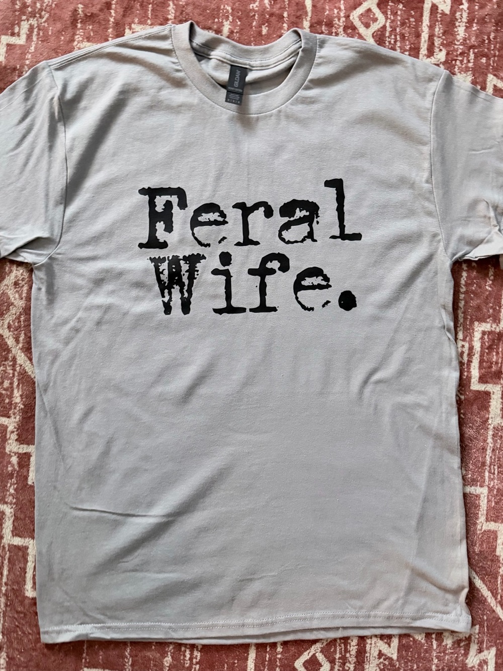 Gildan Light Gray Tee with Bold Black "Feral Wife." Graphic